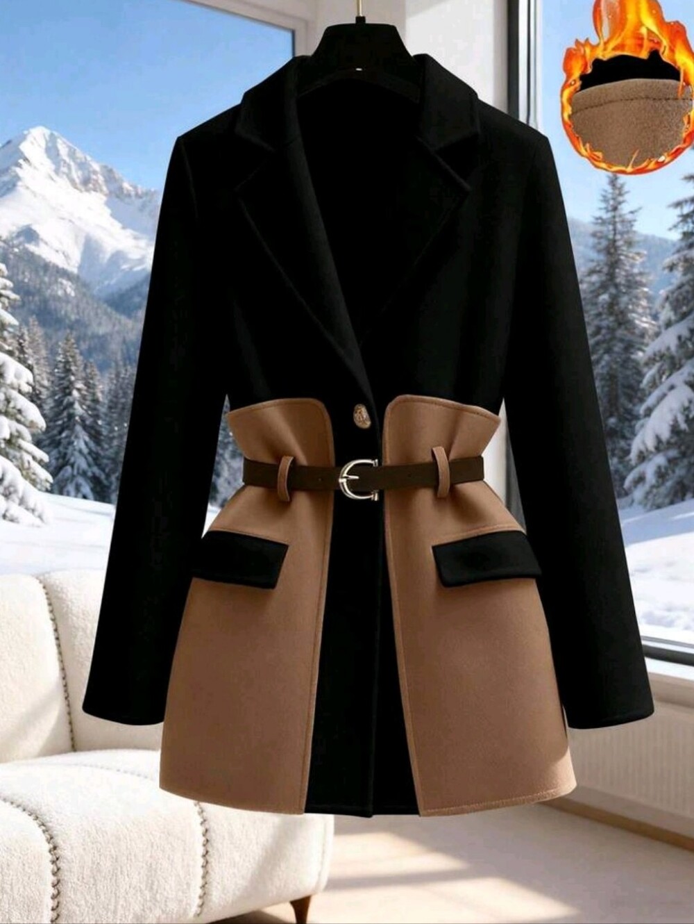 Women's Blazer With Lapel Design,Cinched Waistd Waist, Slim Fit, Casual - Picture 2 of 6